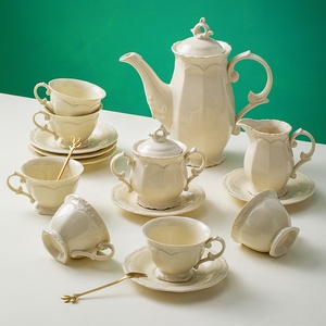 The Manufacturer Promotes European Style Simple Relief Ceramic Coffee <b>Set</b> Afternoon <b>Tea</b> <b>Set</b> - Product Image 2