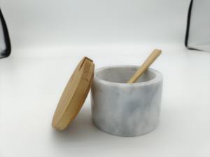 Salero y Azucarero de Mármol con Tapa de Bambú, Contenedor de Especias Estilo Americano con Conservación de Frescura para la Cocina del Hogar - Product Image 4