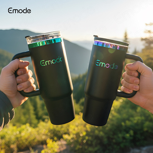 Vasos Térmicos de Acero Inoxidable <span class=keywords><strong>con</strong></span> Aislamiento al Vacío de Doble Pared, Grabados <span class=keywords><strong>con</strong></span> Prisma Negro Arcoíris, Perfectos para Actividades al Aire Libre y Camping - Product Image 4