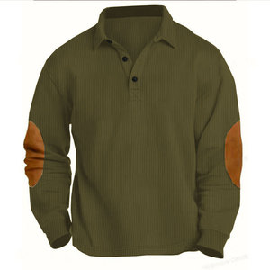 Men's <b>Waffle</b> Polo <b>Shirt</b> Long Sleeve Solid Knit Casual Button Down Pullover for Spring Fall Winter - Product Image 6