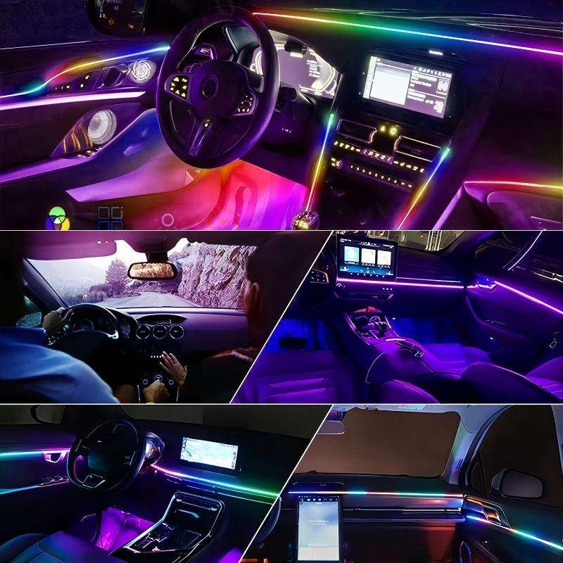 18 in 1 64 Color RGB Symphony Car Ambient Light Interior Acrylic Guide ...