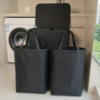 Panier à linge moderne pliable à deux compartiments, écologique et autoportant