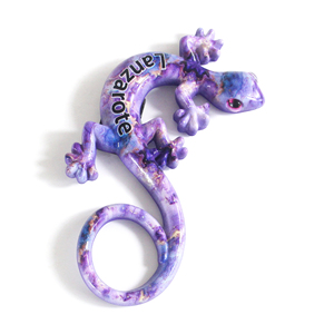 Aimant Frigo 3D Lézard Barcelone - Souvenir Espagne Fait Main, Résine, 5x10.2 Cm, Décoration Colorée