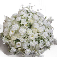 Bola de Flores de Rosa Blanca en Oferta, Arreglo Floral de Rosa Grande de 80 cm, Centros de Mesa para Bodas