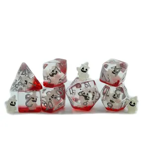 Jogo artesanal Líquido Núcleo Dice Define Coração Cheio De Resina Poliédrica Borda Afiada Dnd D & d Masmorras E Dragões Rpg Personalizado Die Set