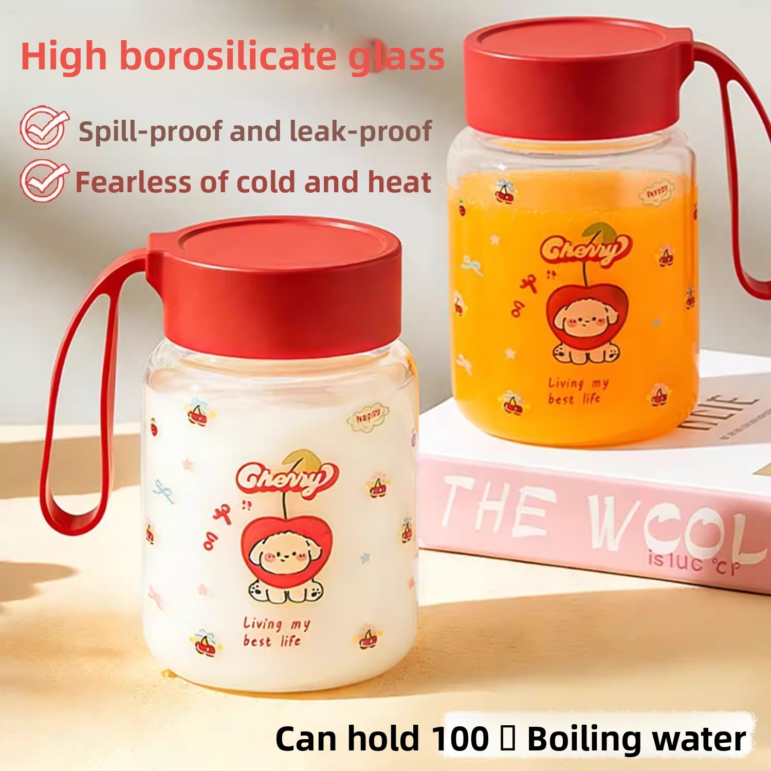 Women's Cartoon Print High Borosilicate Glass Double-Walled Cup 2026 New Model Milk Coffee Water Dishwasher-Safe Microwave-Safe view 2