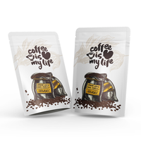 Sachet plat refermable personnalisé en aluminium avec fermeture éclair pour café et thé, type Doypack
