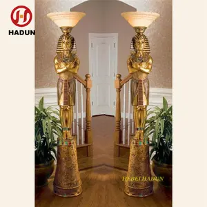 Tuin Decoratieve Grote Metalen Bronzen Egyptische Farao Standbeeld Ambacht Bronzen Figuur Standbeeld Lamp