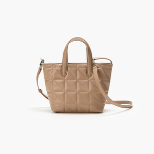 Sac fourre-tout matelassé en cuir PU, sac à bandoulière, sac à main beige pour femme, sac de tous les jours - Product Image 1