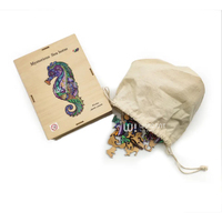 Rompecabezas de Madera de Caballito de Mar Misterioso, Forma Irregular Única, Caja de Regalo, Rompecabezas Educativo para Adultos y Niños