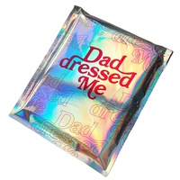 Sacs d'expédition en film holographique argenté imperméables avec logo personnalisé, sacs en feuille d'aluminium pour vêtements, pochette auto-adhésive