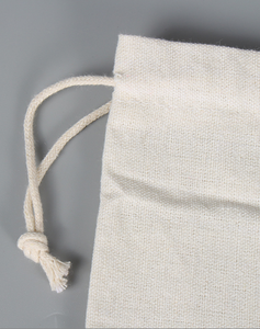 Custom logo Cotton Canvas <b>Drawstring</b> Bag with Grosgrain Ribbon Natural Cotton Bag Packaging Bag Jewelry <b>Pouch</b> Wedding Favors - Product Image 2