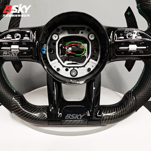 พวงมาลัยสปอร์ตแบบมีรูพรุนสำหรับเบนซ์พวงมาลัยสปอร์ตสีดำหนังคาร์บอนไฟเบอร์สำหรับ C200 C63สำหรับ W203 W204 W205 W213 - Product Image 2