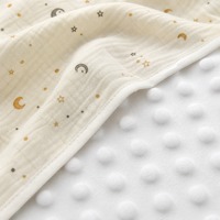 Couverture populaire en coton doux à pois Minky double couche pour panier de bébé, berceau, voyage en extérieur