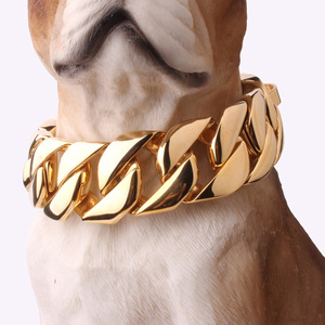 Collar de Perro de Lujo de Acero Inoxidable 316L de 18K con Cadena de Metal Dorado Sólido de Liberación Rápida y Placa de Identificación Personalizable - Product Image 4