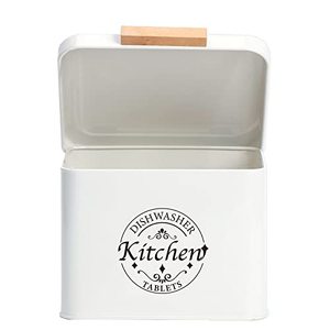 Conteneur de dosettes pour lave-vaisselle avec couvercle Porte-dosettes en métal pour lave-vaisselle Organisateur d'armoires de cuisine Rangement de tablettes de détergent pour lave-vaisselle - Product Image 3