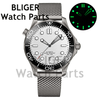 Montres pour hommes BLIGER 007 NTTD, 41 mm, acier inoxydable, NH35/PT5000, montre mécanique, verre saphir bombé, lunette en céramique, 10 bars d'étanchéité
