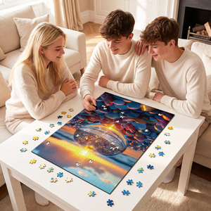 High Recommend 1000 Pieces Glass Heart Sunset Jigsaw Puzzle 3D Visual Effect Custom Personalized Puzzle Gift for Adults Kids - Product Image 4