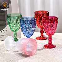 Verres à vin vintage à motifs, gobelets en verre coloré gaufré rétro pour mariage et fête