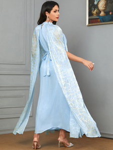 Arabo musulmano etnico timbratura Dubai abito di un pezzo Turkish Party donna islamico elegante marocco abito Abaya all'ingrosso - Product Image 2