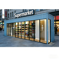 Kiosque modulaire portable de 40 pieds, mini-marché, boutique de détail, stand d'épicerie éphémère, conteneurs pour l'expédition, maison-conteneur de supermarché