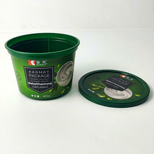 400g Round PP <b>Plastic</b> <b>Jar</b> with Lid IML Food Packaging Pot for BabaGhannouj Baba Ghanoush - Product Image 1