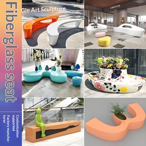 Banc et chaise longue décoratifs créatifs en fibre de verre pour parcs, places publiques et centres commerciaux - Product Image 2