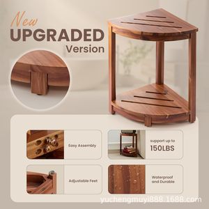 Wooden <b>Bathroom</b> <b>Stool</b> Corner Shower Seat Space Saving Minimalist Design For Bath And Shower Use - Product Image 3