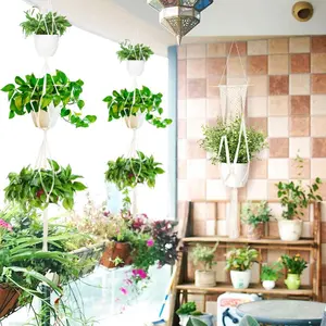 自由奔放に生きる家の装飾手作りマクラメ植物ハンガー屋内寝室リビングルーム吊り植物ポット装飾
