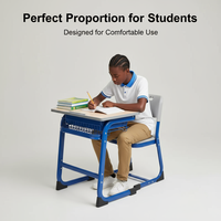 Petit bureau d'école en métal, mobilier pour enfants, bureau combiné, mobilier de classe, ensembles réglables pour étudiants, ensemble de bureau et de chaise pour étudiants