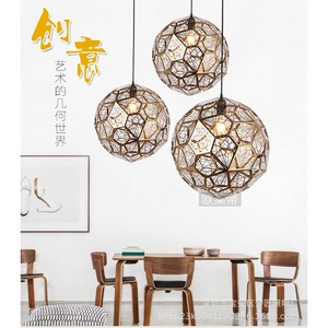 Stainless Steel Diamond Ball Pendant <b>Light</b> Round E27 LED Single-Head Chandelier For <b>Dining</b> Room Living Room Bar Hotel - Product Image 4