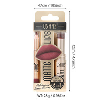 Coffret de luxe doré : Rouge à lèvres mat et crayon à lèvres, longue tenue, waterproof, hydratant, correcteur, couleur nude