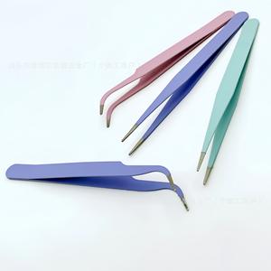 แหนบสแตนเลส Zongsheng ESD ป้องกันแม่เหล็ก ปลายโค้ง สำหรับต่อขนตา งานจดบันทึก DIY ทำมาการอง สีสันสดใส - Product Image 5