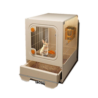 Cage à lapin moderne, durable et élégante, très grande, luxueuse, type villa, en plastique, pour salon, avec fermeture à bouton, transparente