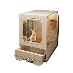 Cage à lapin moderne, durable et élégante, très grande, luxueuse, type villa, en plastique, pour salon, avec fermeture à bouton, transparente - Product Image 1