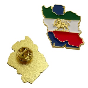 Spilla/Broccia in smalto placcata oro con bandiera e mappa dell'Iran, con leoni e <span class=keywords><strong>sole</strong></span>, personalizzata, da fabbrica con 20 anni di esperienza, ispirata a Persia Shir O Khorshid - Product Image 1