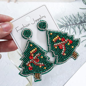 Nouveau mignon guirlande noël pull arbre bonhomme de neige boucles d'oreilles vacances mode drôle noël graine perle boucle d'oreille prêt à expédier - Product Image 5