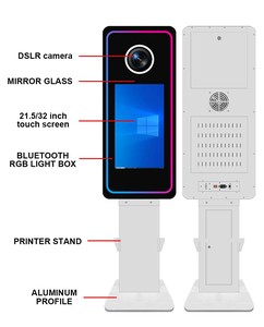 Photomaton miroir 21,5 pouces <span class=keywords><strong>en</strong></span> métal avec <span class=keywords><strong>imprimante</strong></span> instantanée, écran tactile, appareil photo reflex numérique et flash LED supérieur - Product Image 1