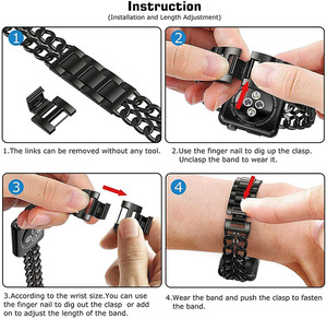 Keepwin Cowboy 304 in acciaio inossidabile cinturino con <span class=keywords><strong>Logo</strong></span> personalizzato in metallo con catena da Cowboy cinturino per iWatch 9 8 7 6 5 4 3 2 1 SE - Product Image 5