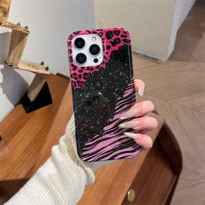 เคสโทรศัพท์มือถือลายเสือดาวแวววาวเคลือบทองสำหรับ iPhone 17 16 15 14 PRO MAX ลายม้าลายเคสด้านหลังพีซีสีรุ้งไล่ระดับสี - Product Image 5