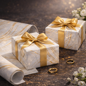 Custom Eco-Friendly Recyclable 70GSM Marble <b>Pattern</b> Art <b>Paper</b> Roll Double-Sided Coated PE Waterproof Digital Printing Packaging - Product Image 2