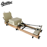 Reformer de Pilates Profesional y Duradero de Madera de Roble, Plegable, Ajustable, Portátil para el Hogar