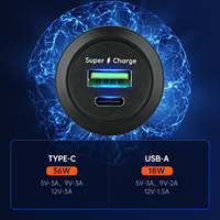 Prise de chargeur USB double port PD36W QC3.0 12/24V avec LED bleue intégrée, charge rapide pour moto, voiture, camping-car