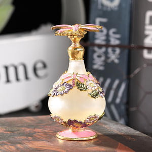 New Factory Direct Sales Flat Glass Enamel Relief Sunflower Dragonfly 25ml Essential <b>Oil</b> Perfume Gourd Empty <b>Bottle</b> - Product Image 6