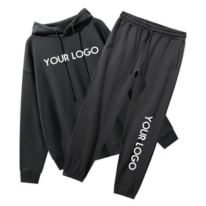 Supplier Custom Logo French Terry Cotton Heavy <b>Weight</b> Tracksuit Oversize Loose Hoodies Sweatpants Set <b>Blank</b> Sweatsuit - Product Image 6