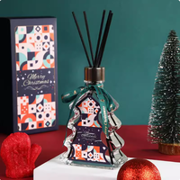 Arbre de Noël de luxe personnalisé bouteille en verre roseau diffuseur coffret cadeau décoration de Noël avec huiles essentielles