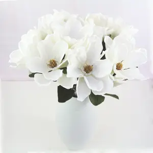 D-MG001Silk white Magnolia Flowers Adjustable Artificial Long Stem Magnolia Flower for Tall Vase Wedding Home garden Decoration