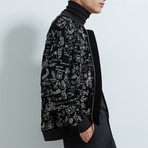 Clothing Manufacturers Custom Unisex Embroidered Rhinestone Sequin Zip up Bomber <strong>Jacket</strong> <strong>for</strong> <strong>Men</strong> - Product Image 3