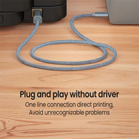 Cable de Impresora USB C a USB B 2.0 con Trenzado de Nailon, Cable de Impresora Cuadrado USB C a USB B para Oficina y Hogar, Cable de Escáner Tipo C a USB B