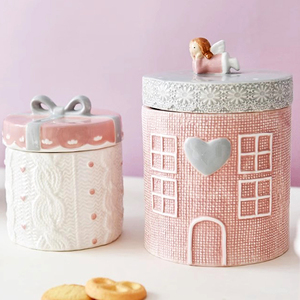 Set di 4 Barattoli in Ceramica per <span class=keywords><strong>Cucina</strong></span>, Design a Cuore per San Valentino, Qualità Alimentare OEM - Product Image 4